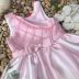 Vestido Infantil com Renda 3D Charme Floral Rosa Petit Cherie