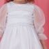 Vestido Infantil de Festa Bambollina Branco Sobrep. Tule Bordado com Pérolas