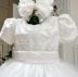 Vestido Infantil de Festa Branco Texturizado com Borboletas em 3D e Sobreposição em Tule Kopela