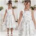 Vestido Infantil de Festa Branco Tule Sobreposto Flores e Borboletas Soft Dream Petit Cherie