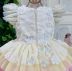Vestido Infantil de Festa Luxo Flores e Borboletas Brilhantes com Tules Coloridos Petit Cherie