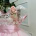 Vestido Infantil de Festa Luxo Kopela Rosa Claro Manga Bufante Bordado Faixa Dupla Broche de Flor