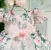 Vestido Infantil de Festa Maravilhoso Rosa Floral com Faixa de Organza e Babado nas Mangas Kopela