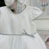 Vestido Infantil de Festa Off White Detalhes Prata Sobreposição Tule Petit Cherie