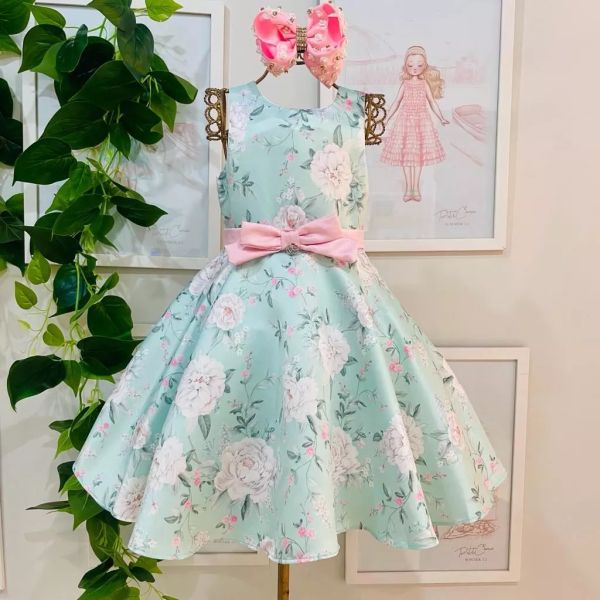 Vestido de Bebê Menina Floral Verde G