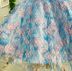 Vestido Infantil de Festa Petit Cherie Azul Tule Fundo do Mar Brilho Cinto Rosa de Strass