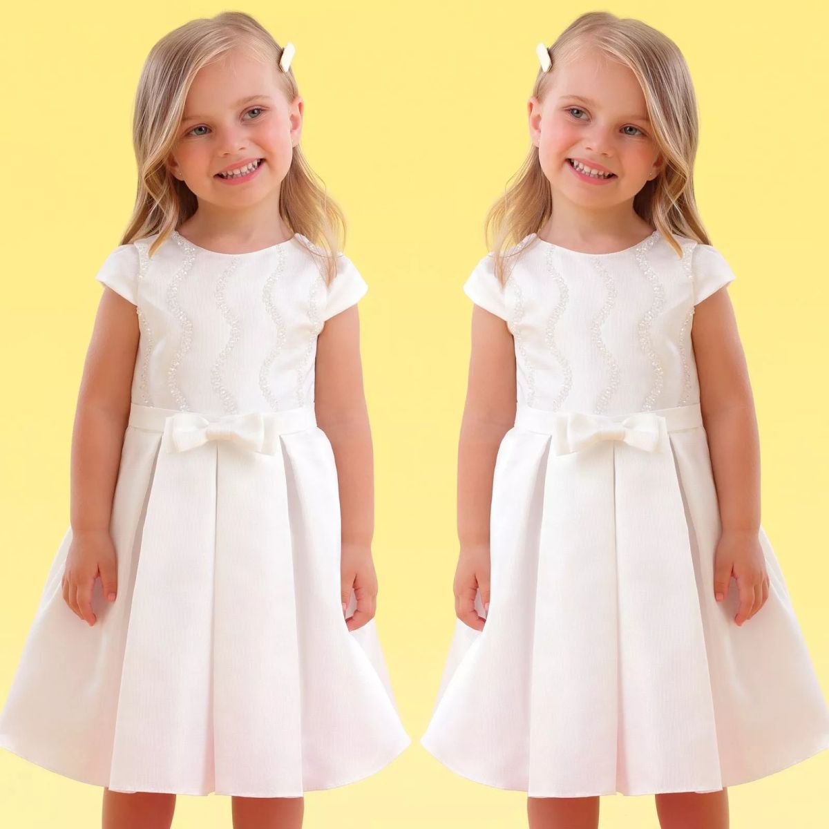 Vestido Infantil de Festa Petit Cherie Branco Celebrar com Bordado