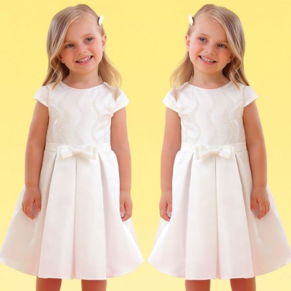 Vestido Infantil de Festa Petit Cherie Branco Celebrar com Bordado