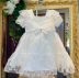 Vestido Infantil de Festa Petit Cherie Branco Sobrep. em Tule Bordado Flores Paetê