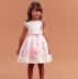 Vestido Infantil de Festa Petit Cherie Off White Flores e Borboletas Faixa Rosa