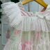 Vestido Infantil de Festa Petit Cherie Off-White Sobrep. POA Floral Neon Manga Fru Fru