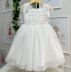 Vestido Infantil de Festa Petit Cherie Off-White Tule com Bordado Mini-Pérolas e Strass