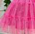 Vestido Infantil de Festa Petit Cherie Pink Sobrep. Tule Corações Dourados Laço