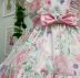 Vestido Infantil de Festa Petit Cherie Rosa Claro Estampa Flores com Brilho Babados Manga Bufante