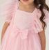 Vestido Infantil de Festa Petit Cherie Rosa Claro Sobrep. Tule Bordado Laços Paetês Manga Babado