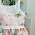 Vestido Infantil de Festa Petit Cherie Rosé Sobrep. Tule Floral Alcinha e Cinto Off-White