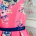 Vestido Infantil de Festa Petit Cherie Rosa Sunshine Floral com Faixa Azul