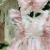 Vestido Infantil de Festa Sobreposto Tule Poá Rosa Floral Romantic Baby Petit Cherie