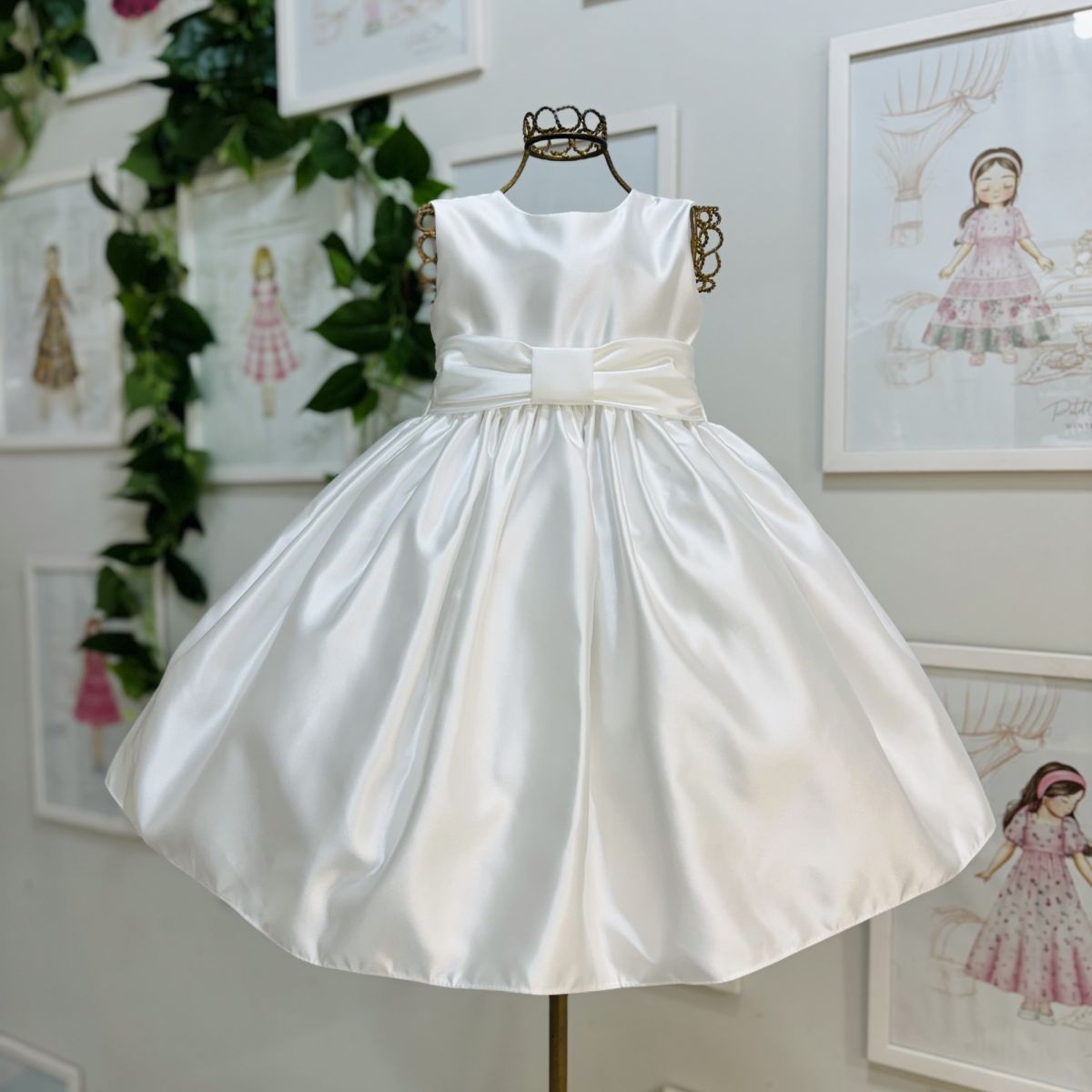 Vestido Infantil de Luxo Kopela Branco Laço