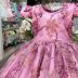 Vestido Infantil de Tule Bordado com Pérolas Primavera Luxo Euro Baby
