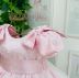 Vestido de Festa Infantil Dois Laços Rosa com Tule Branco Kopela