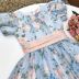 Vestido Infantil Estampa Floral Camponesa Azul Petit Cherie