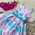 Vestido Infantil Estampado Azul Rosas e Borboletas Mágicas Petit Cherie