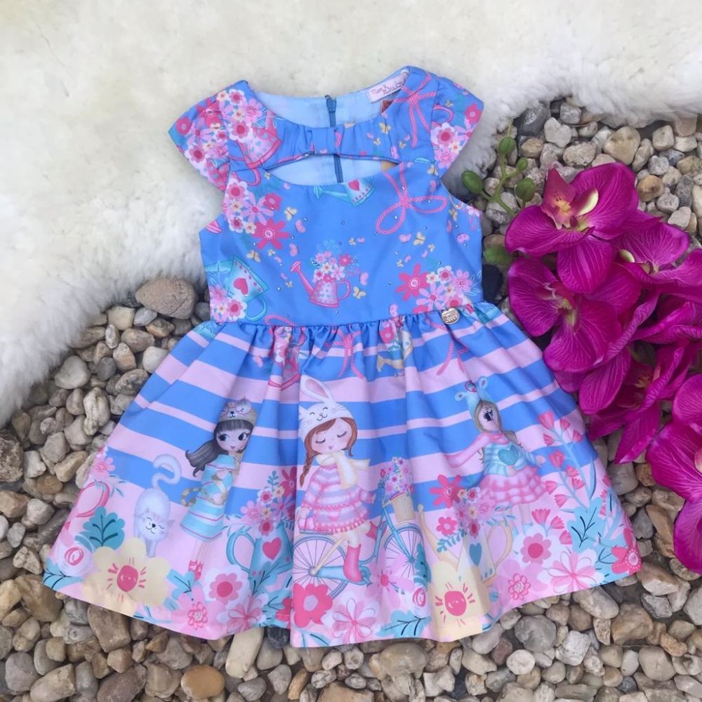 Vestido Infantil Garotas no Jardim Encantado Mon Sucré