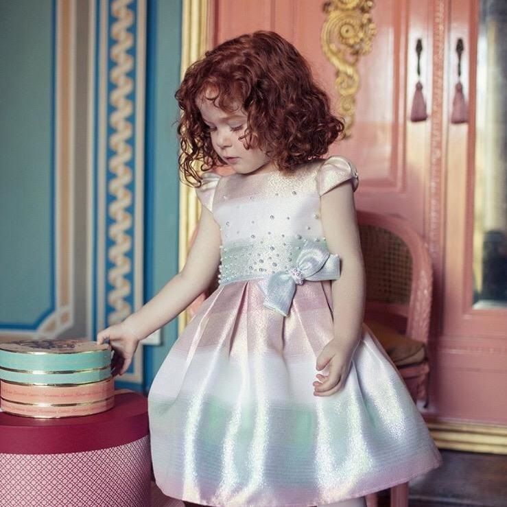 Vestido Infantil Jacquard Brilhante Degradê Candy Color Petit Cherie