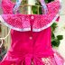 Vestido de Festa Infantil Junino Floral Rosa e Azul Claro Detalhes em Cetim Kopela
