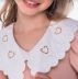 Vestido Infantil Luluzinha Moletom Rose Gola Princesa com Corações Bordados