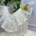 Vestido Infantil de Festa Luluzinha Off-White em Camadas de Tule Bordado com Miçangas e Strass
