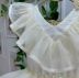 Vestido Infantil de Festa Luluzinha Off-White em Camadas de Tule Bordado com Miçangas e Strass