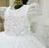 Vestido Infantil de Festa Luxo Off White com Tule em Camadas Borboletas Flores em 3D Petit Cherie  