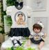 Vestido Infantil Manga Bufante Estampado Ursinho Fofo Acompanha Vestido Para Boneca Yoyo