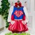 Vestido Infantil Manga Bufante Super Girl com Capa Removível Vermelha Pérolas e Strass Yoyo