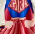 Vestido Infantil Manga Bufante Super Girl com Capa Removível Vermelha Pérolas e Strass Yoyo
