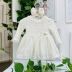 Vestido de Festa Infantil Manga Longa Renda Luxo Off White Petit Cherie