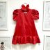 Vestido Infantil Mangas Bufante Vermelho de Cirre Perfect Basic Yoyo