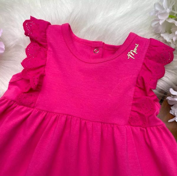 Vestido Infantil Momi Vermelho Gola Inglesa Bordada na EuroBabyKids