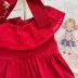 Vestido Infantil Momi Vermelho Gola e Barra Bordado Inglês