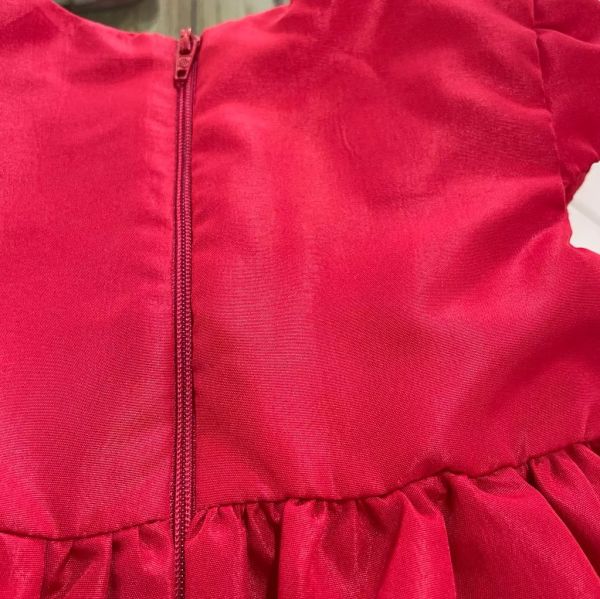 Vestido infantil vestido de princesa para meninas vestido de bolo bufante  com nó de laço de contas grande festa infantil (vermelho, 7-8 anos)