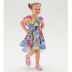 Vestido Infantil Mullet com Pom Pons Estampado Floral Colorida Mon Sucré