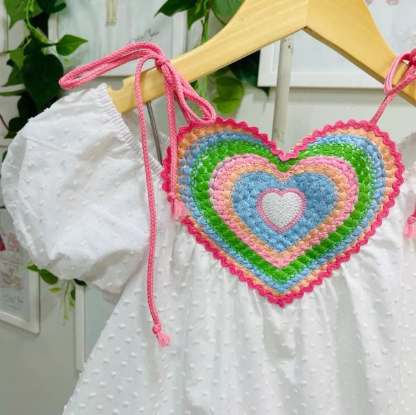 Vestido Infantil Petit Cherie Verão Branco Crochê