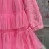 Vestido Infantil Petit Cherie Rosa Neon Sobrep. Tule Camadas Manga Pelúcia Touca Ursinhas