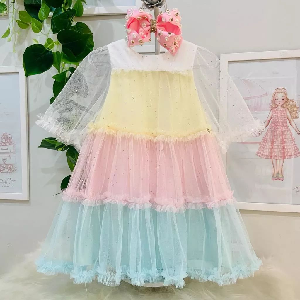 Vestido Princesinha Tule Brilho Martina - CHEZ MARIE