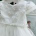 Vestido de Festa Infantil Renda Floral e Tule Plissado Branco Baby Angel Petit Cherie