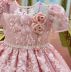 Vestido de Festa Infantil Rodado Armado Rosa Luxo Bordado Aplicação Pérolas Flowers Kopela