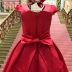 Vestido de Festa Infantil Com Bordado Pedrarias e Laço Grande Atrás Vermelho Cherry Petit Cherie