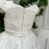 Vestido de Festa Infantil Renda Branca Borboletas e Flores Blue Sobreposição de Tule Petit Cherie